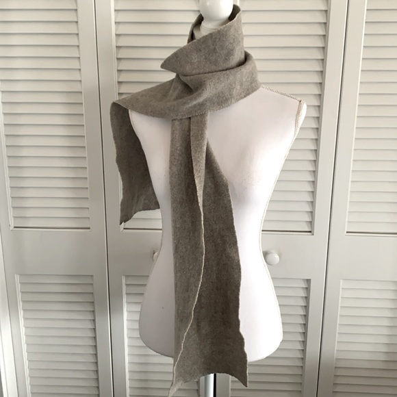 Gene Meyer Wool Scarf Gray Oatmeal Men’s Unisex Winter Travel Size 62” x 8.5” - Picture 5 of 8
